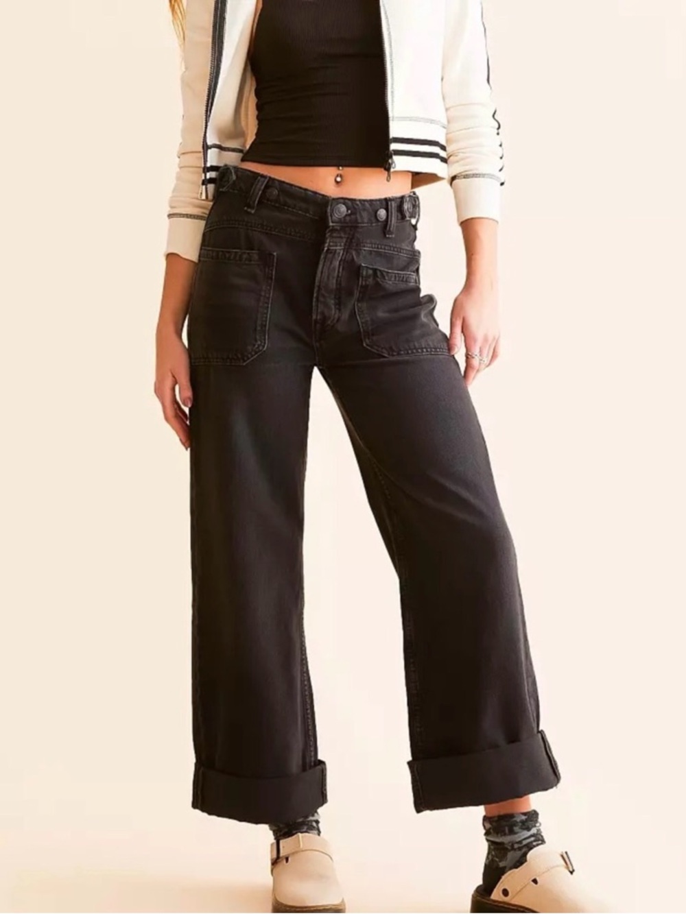 NWT! FREE PEOPLE PALMER CUFFED JEANS MID RISE SIZE 27